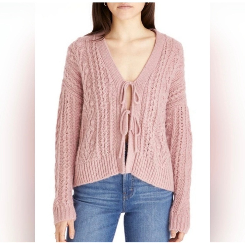 Madewell Cable Tie-Front Cardigan Sweater Alpaca Blend Chunky Knit Size Small‎